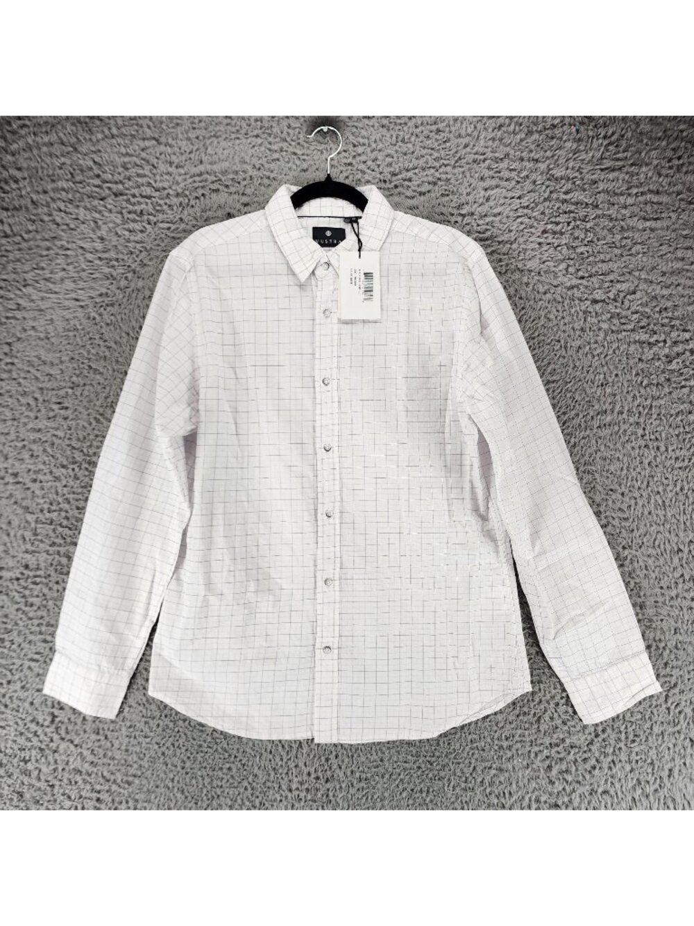 Vustra Shirt Mens Medium White With Blue Plaid Long Sleeve Button Up *NWT*